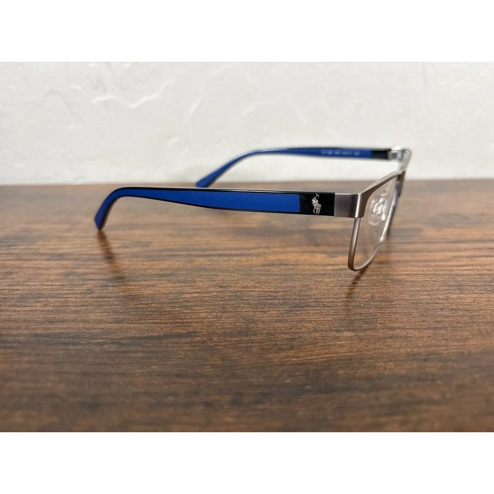 Polo Ralph Lauren PH1229 9001 Silver Blue Rectangular Eyeglass Frames 54-17-145
